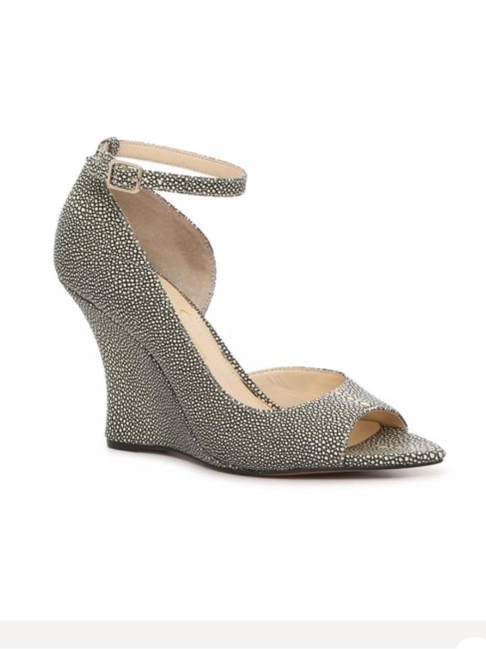 Jessica Simpson NEW Black, Cream wedge Winchell Pointed-Toe Ankle-Strap Heels 9